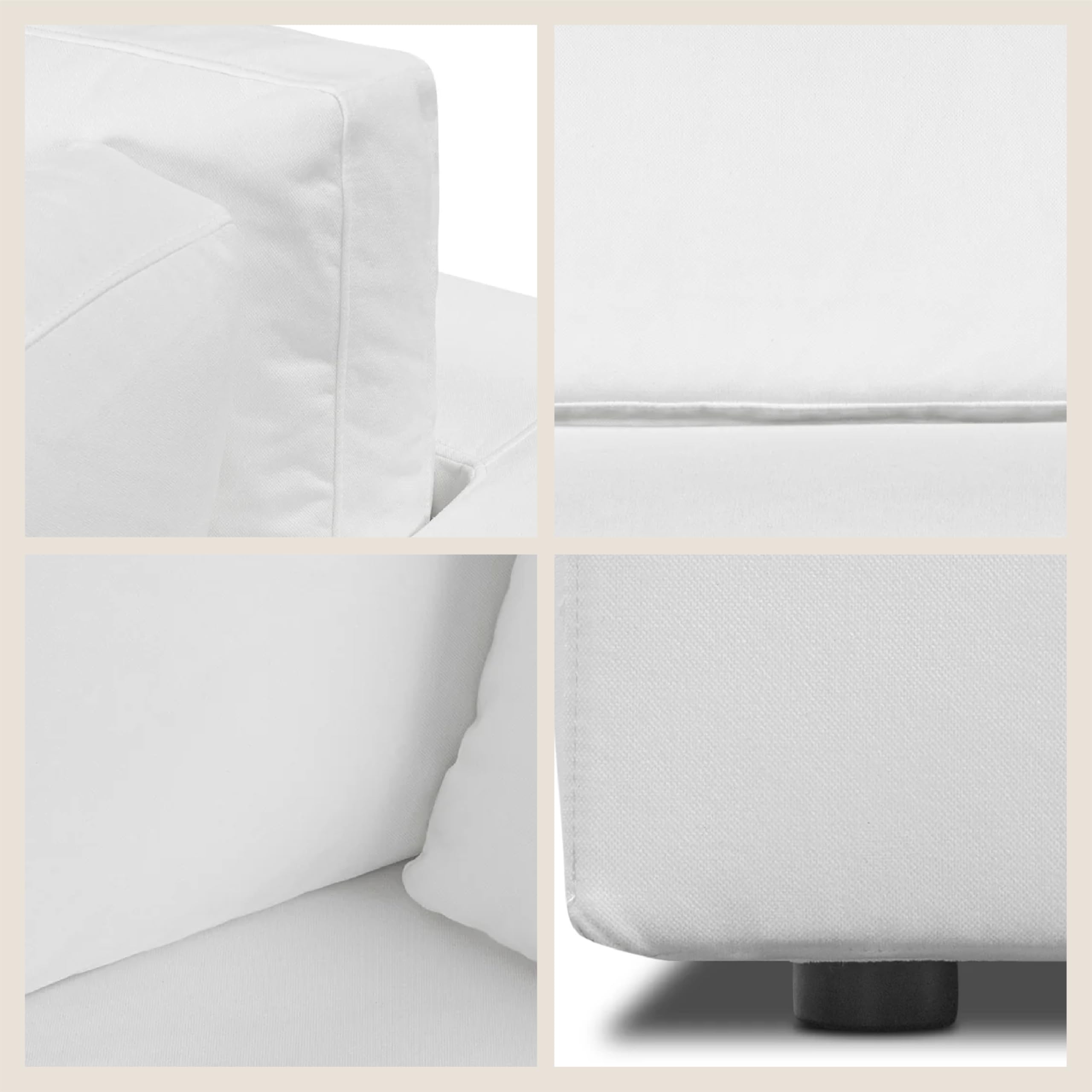 Poly & BARK Vari Modular Right Facing Corner Seat with Arm Cushion in Cotton White Performance Fabric with Water Repellent Washable Covers Plush Comfort for Custom Sectional Sofa Layouts
