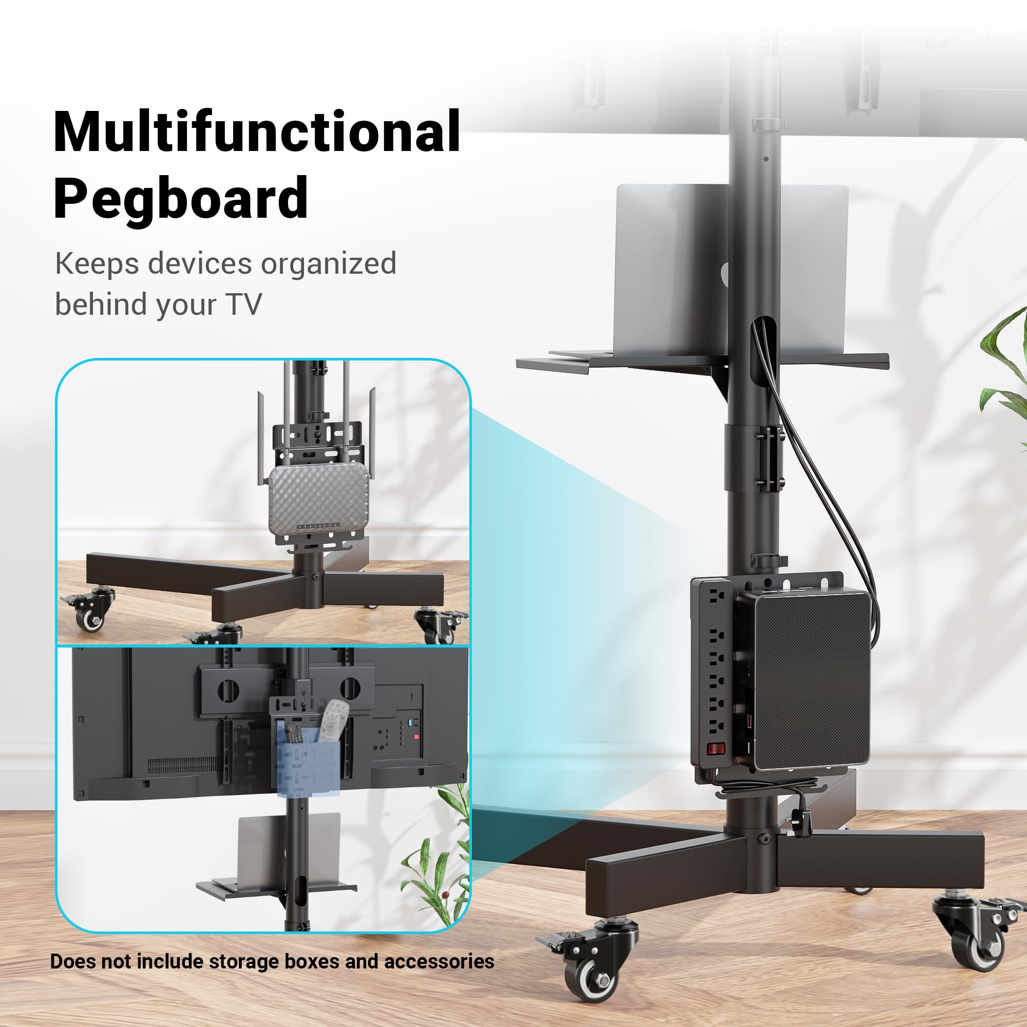 BONTEC Supporto TV da Pavimento per TV LCD/LED 23-60 Pollici, Carrello TV Mobile con Ruote, Altezza Regolabile, 40 kg, VESA 400x400 mm