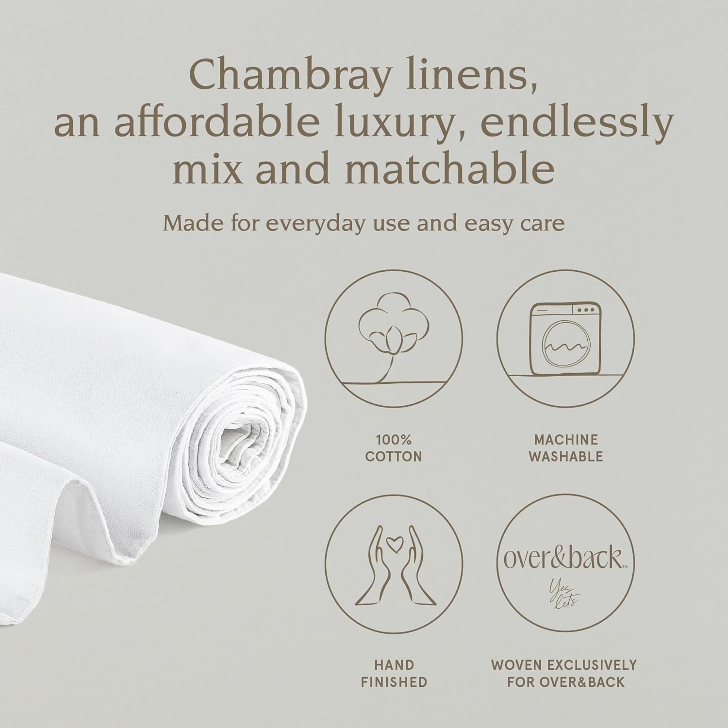 Over&Back 18x90 Woven Chambray Cotton Table Runner - Washable Table Runners for a Custom Home Decor Tablescape - Coffee Table, Dinner Table, Living Room - White