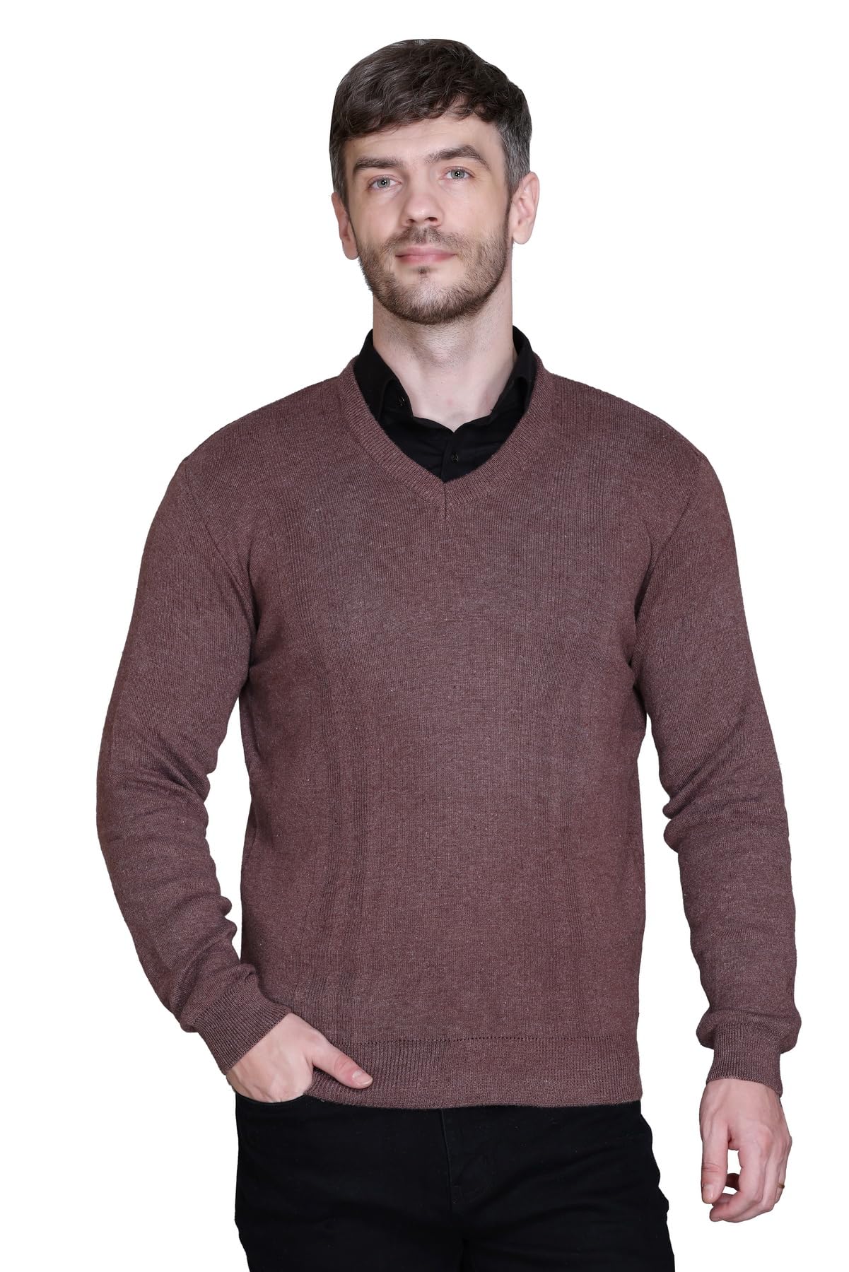 V Neck Wool Sweater Pullover for Men Winter Fullsleeve-picture-54