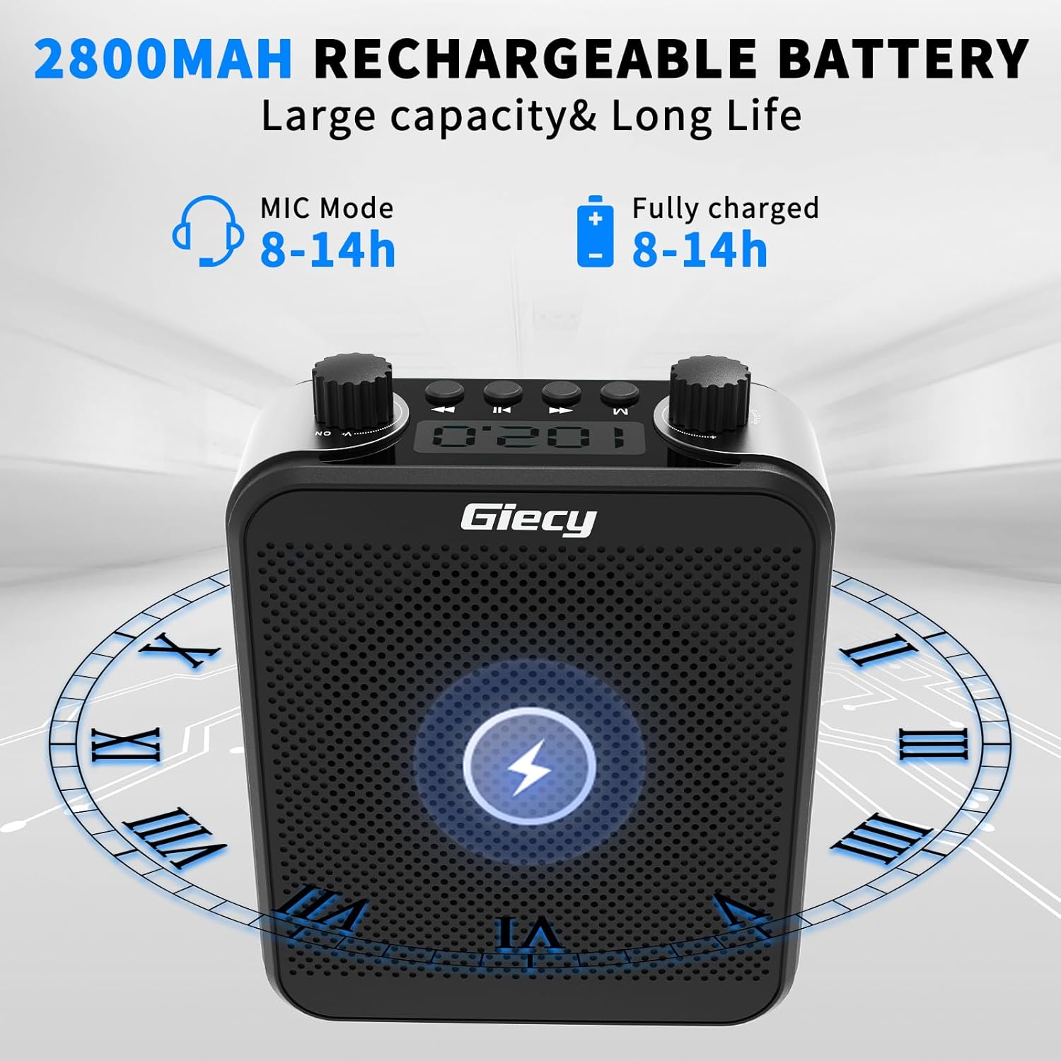 30W Portable Voice Amplifier with Wireless Microphone Headset, 2800mAh Rechargeable PA System Speaker Personal Microphone Speech Power Amplifiers Loudspeaker for Teachers/Metting/Tour Guide