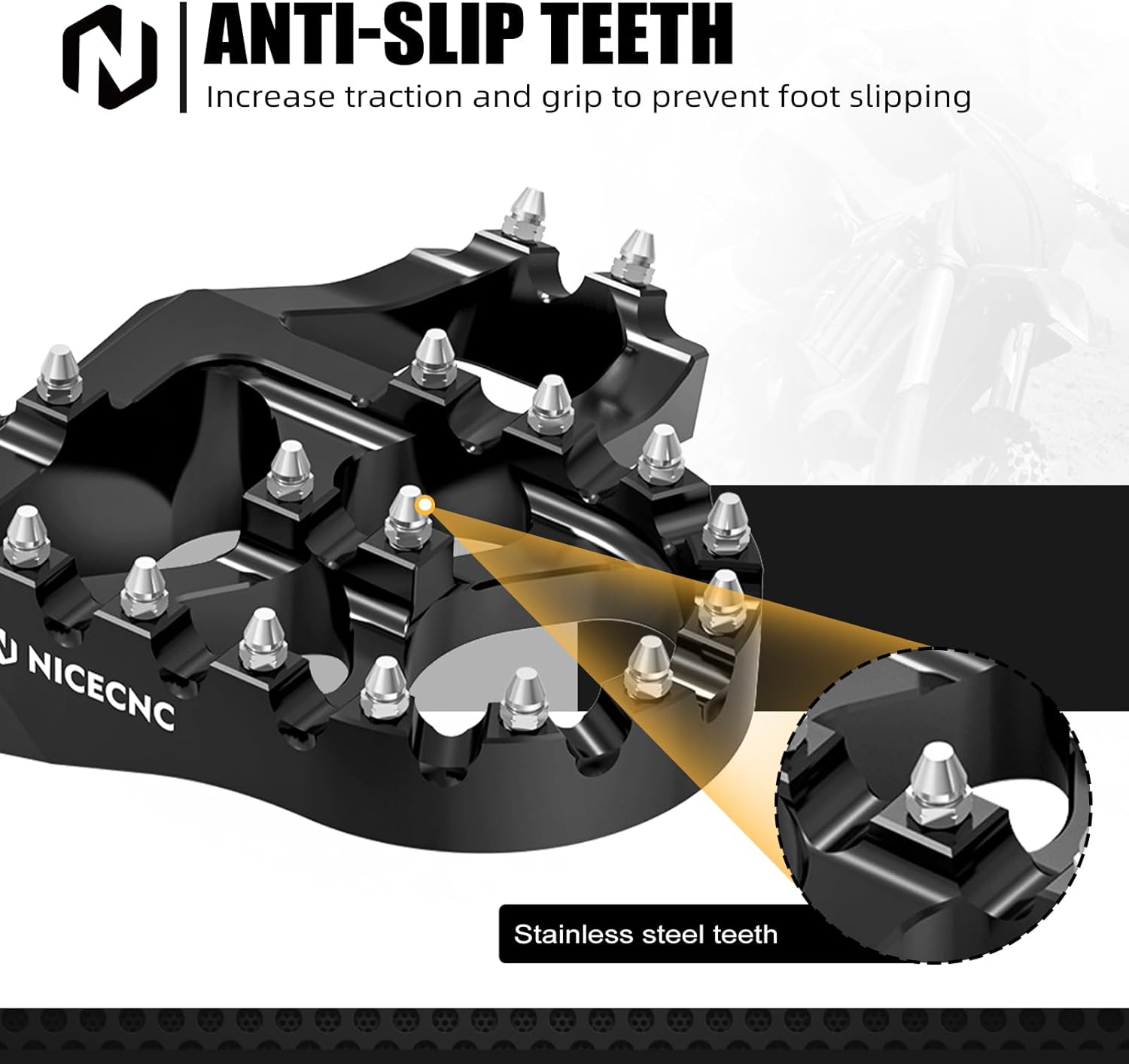 NICECNC Black Extender Foot Pegs Footrests Compatible with Yamaha YZ65 2018-2023 YZ85 2002-2023 YZ125 1997-2023 YZ250 1998-2023 YZ125X 2017-2023 YZ250X 2016-2023,See Fitment