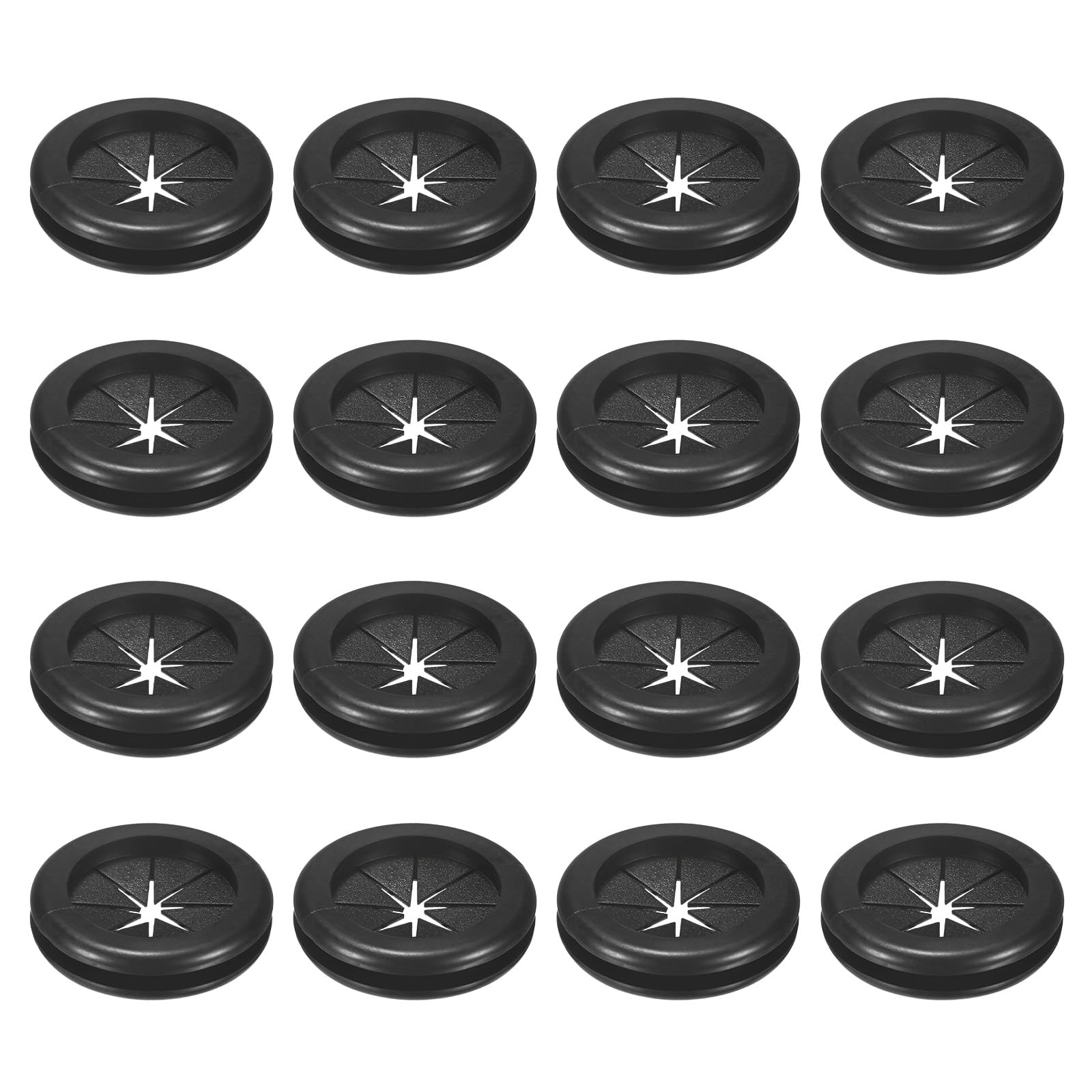 M METERXITY 16-Pack Rubber Grommets for Wiring 35mm Desk Grommet Double-Sided Flexible Cable Cord Grommet Desk Hole Cover for Cables/Wires Through Protection [Black