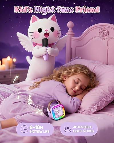 Miniatura 65 de Máquina de karaoke para niños y adultos, minialtavoz Bluetooth portátil con 2 micrófonos inalámbricos y luces de fiesta, para celular, regalo