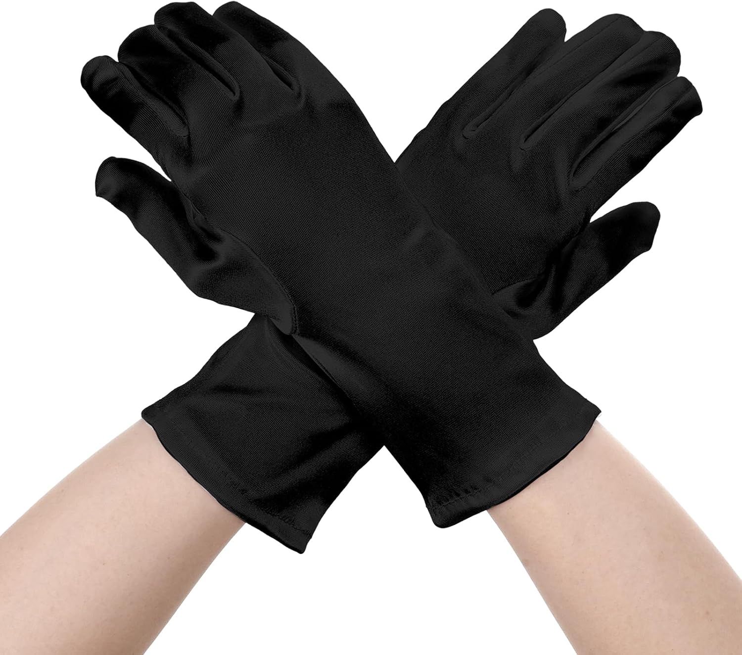 Sumind Short Opera Satin Gloves Women Bridal Wedding Banquet Evening Dress Gloves for Tea Party 1920s Flapper Accessories