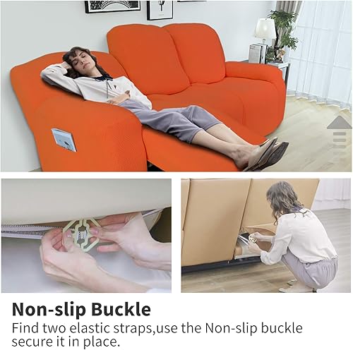 Miniatura 173 de Funda elástica para sofá reclinable de fácil colocación, Tela mezcla de poliéster Algodón, Arena