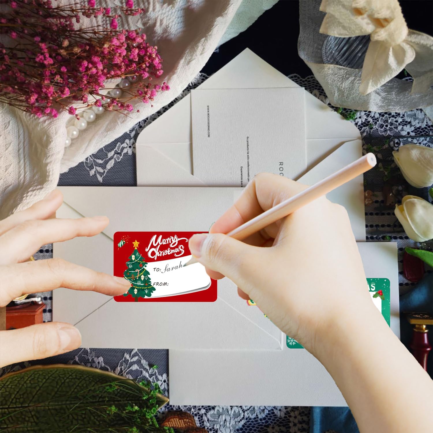 Jxuane Christmas Labels Stickers, 90 PCS Christmas Gift Tags Merry Xmas Gift Stickers - Image 3