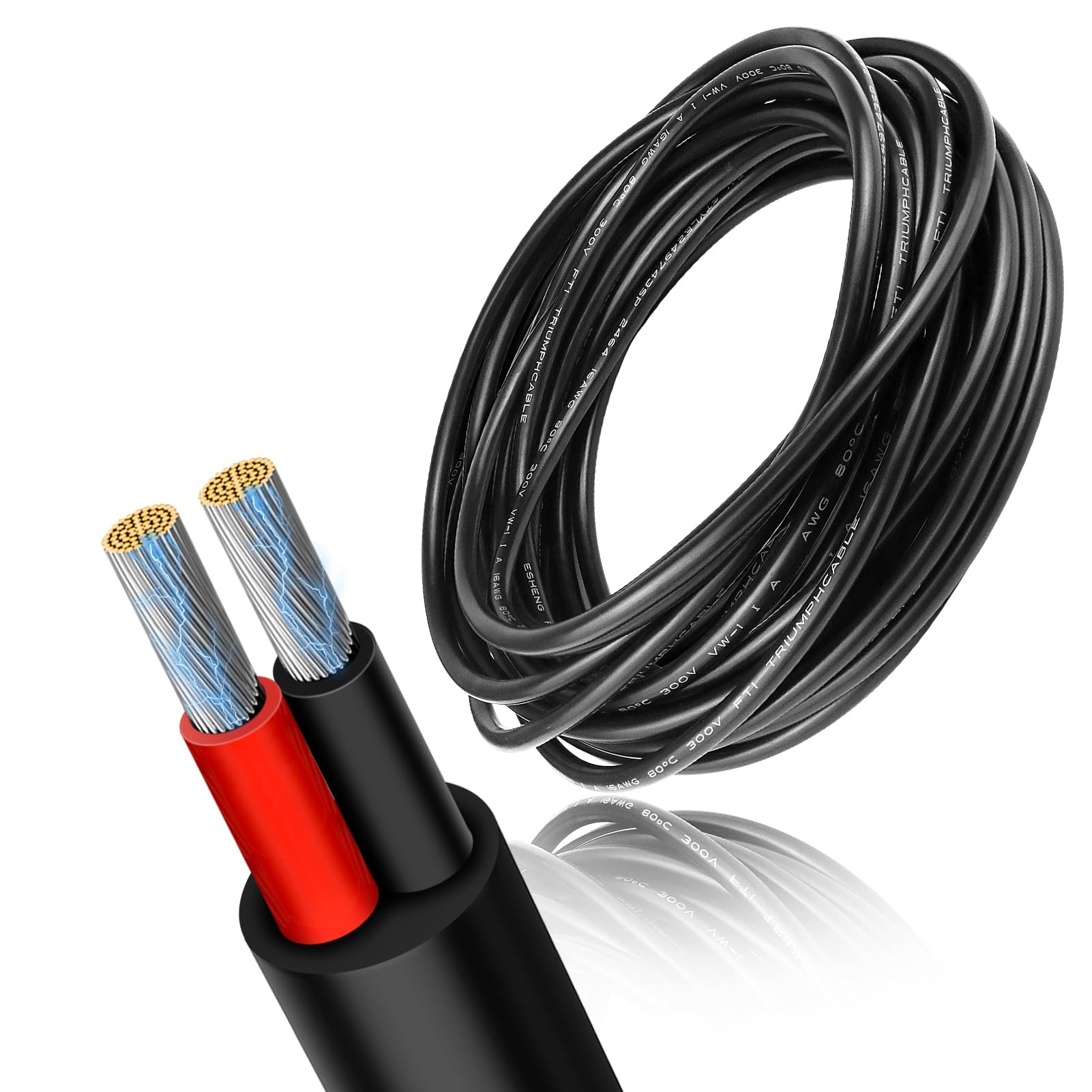 RESHAKE 18 Gauge 2 Conductor Electrical Wire, 164FT Low Voltage 18/2 Tinned Copper Wire, 18 AWG 2 Wire Cable, Flexible Extension Cord for LED Strips