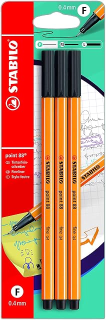 Fineliner - STABILO point 88 - 3 pcs - Black