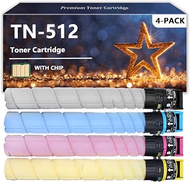 TN512 Toner Cartridges Compatible for Konica Minolta TN512K TN512C TN512M TN512Y Toner for Bizhub C454 C554 C368 C458 C558 C454E C554E C658 Printers, 1 Set