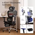 LarkLeaves chaise de bureau avec repose-pieds, chaise ergonomique 3D Appuie-tête, chaise d'ordinateur avec dossier réglable & 3D Accoudoir, Chaise de jeu avec Support Lombaire adaptatif, dossier Mesh & Coussin noir