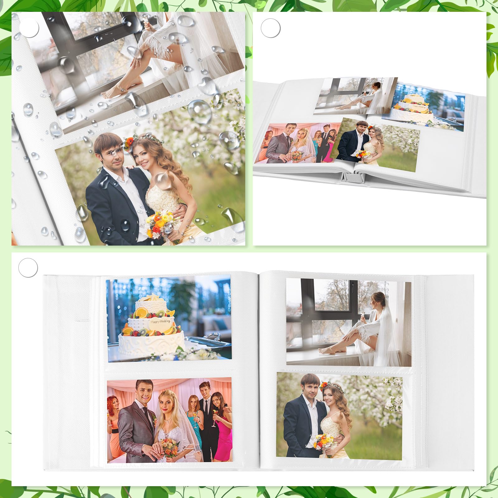 Dunzoom 200 sztuk skórzany album fotograficzny ślubny 10 x 16 cm okno ślubne album fotograficzny album z wycinkami prezenty ślubne dla nowożeńców