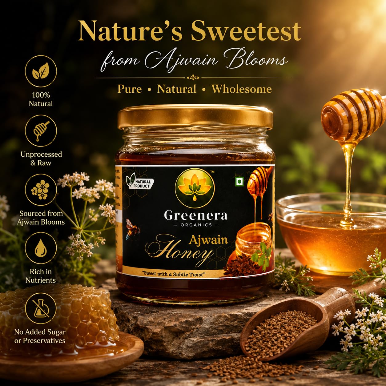 Greenera Organics Ajwain Honey, 200g product image 6