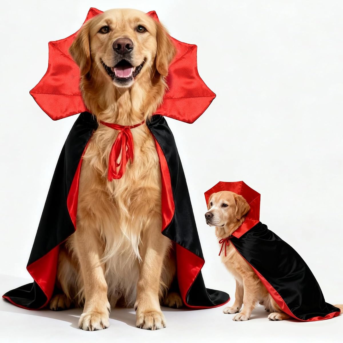 Olanrun Dog Costume - Dog Halloween Costumes Vampire Cloak, Wizard Outfit, Witch Cosplay Apparel Cape - Funny Party Dress Up Halloween Pet Costumes for Large Dogs (Black Red)