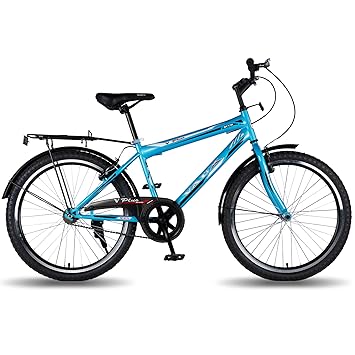 Vaux Plus 24t Cycle for Boys with Carrier, Single Speed MTB Cycle with Hi-Ten Steel Frame, Alloy Rims,24x2.125inch Ralson Tyre, Bicycle for Boys 10 to 15 Years & Ideal Height 4ft+ (Blue)