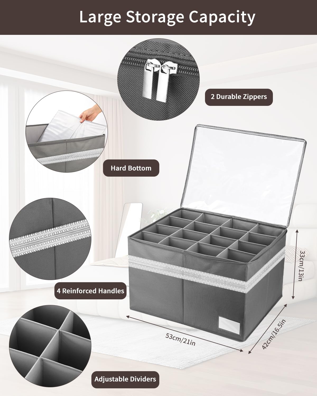 Organisateur Chaussures 16 Paires – Boîte Pliable Transparente Avec Poignées, Gain De Place Armoire, Anti-Poussière Et Humidité