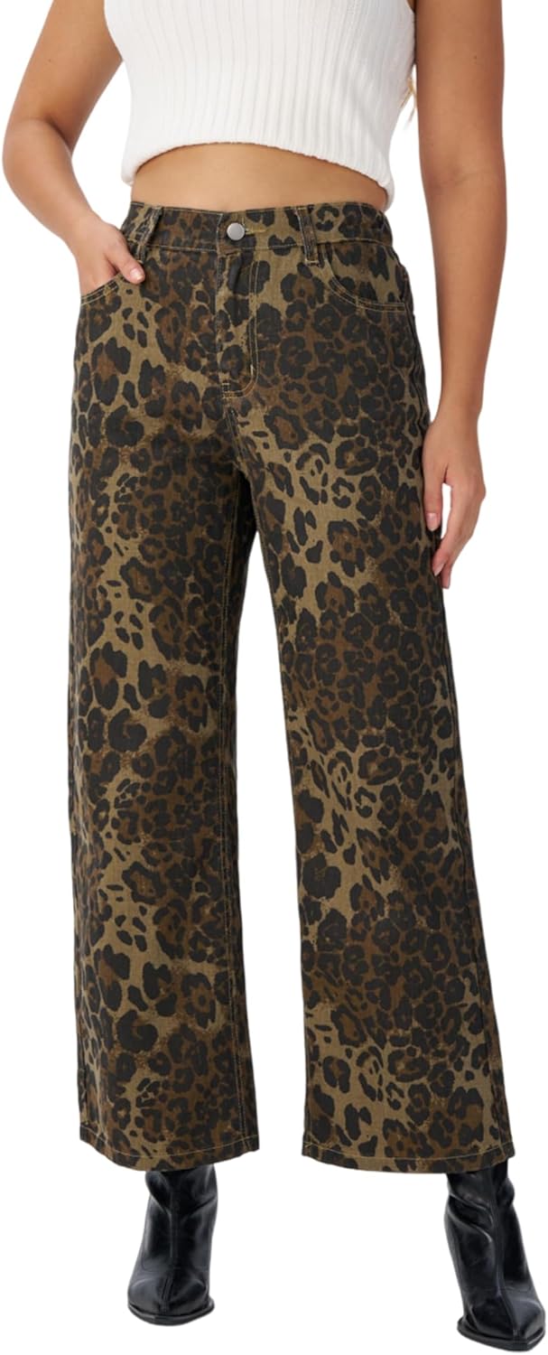 Wide Leg Jeans Woman Stretchy Cuffed High Waisted Baggy Jeans Loose Denim Pants