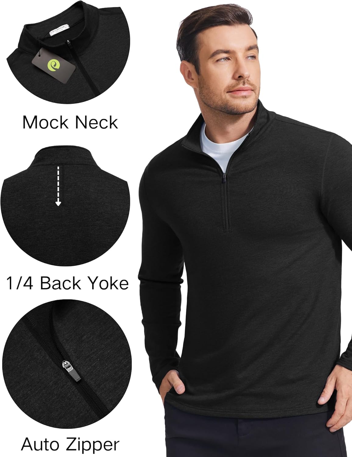 PINSPARK Men's Quarter Zip Up Lightweight Pullover Mock Neck Sweatshirts Long Sleeve Golf shirts Performance Athletic Casual - Image 4