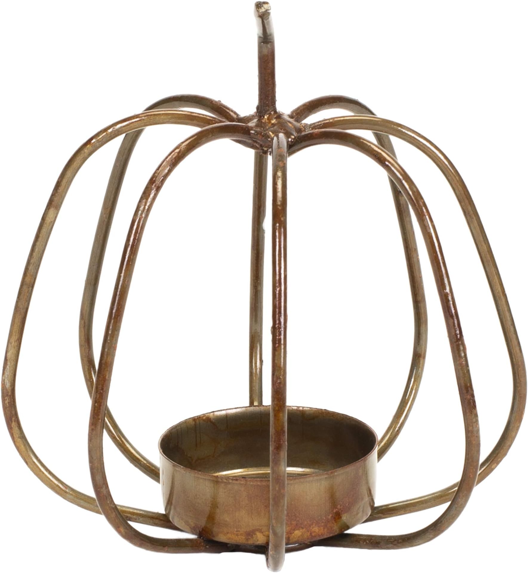 Honey & Me 4" x 4" Metal Pumpkin Shaped Tea Light Candle Holder