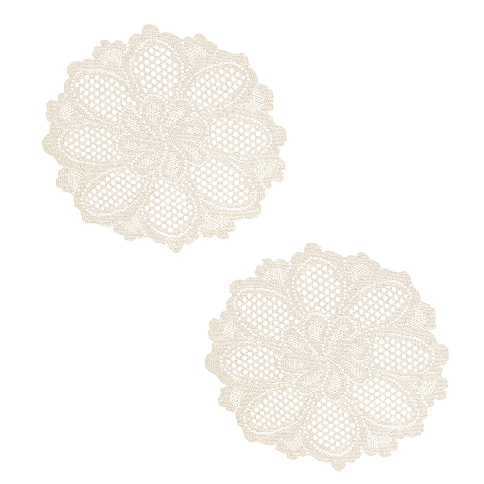 Jazuaiao 2Pcs Delicate Lace Tablecloth for Coffee Table and Sideboard Elegant Home Textiles Washable Fabric Easy Cleaning Lace Tablecloth
