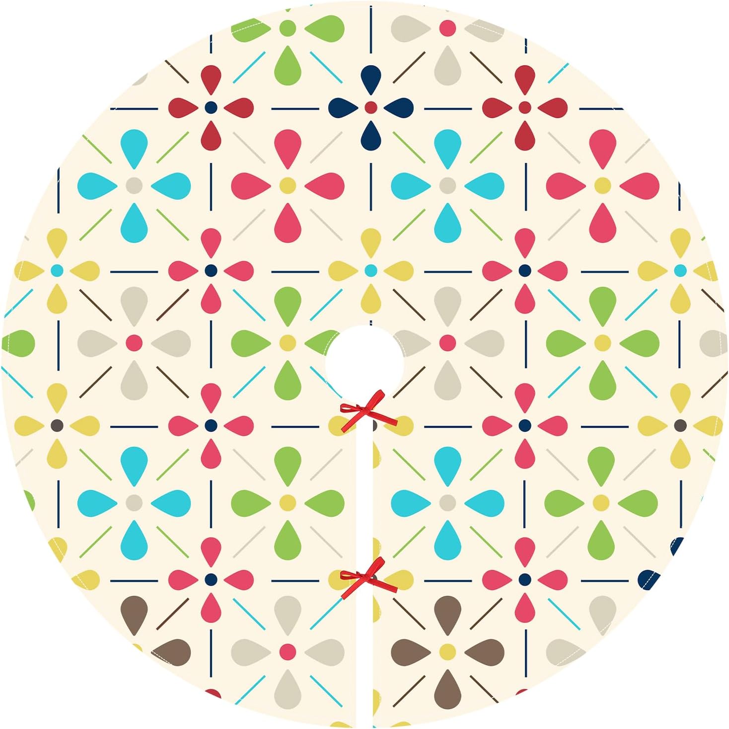 Preboun 47.24 Inch Retro Modern Xmas Tree Skirts 50s 60s