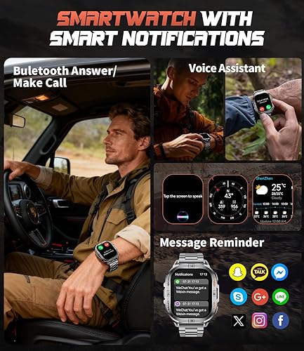 Miniatura 2 de Reloj inteligente militar GPS para hombre (respuestallamada), reloj inteligente de 2.13 pulgadas, batería de 60 días, 6 posicionamientobrújula, 5