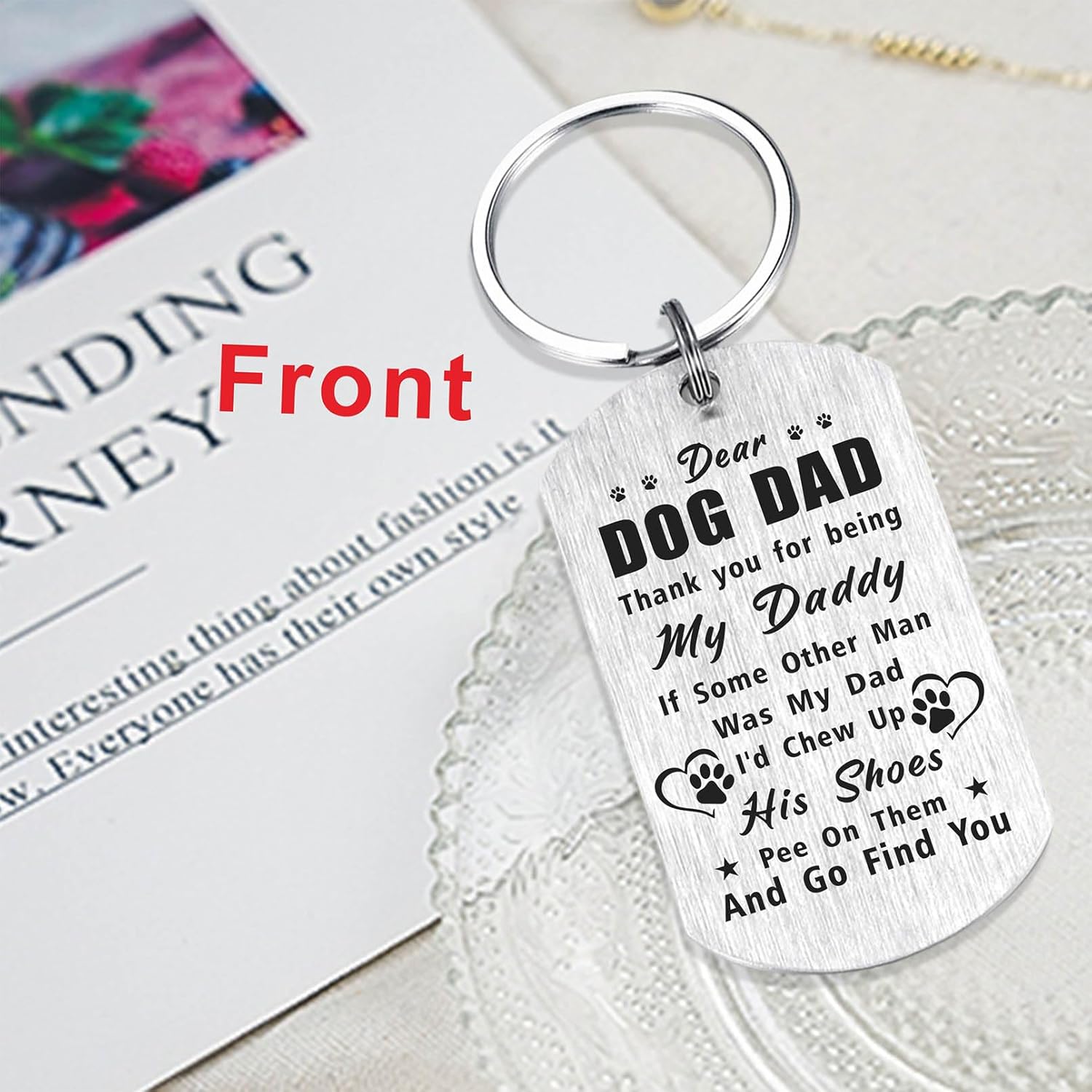 Laluminter Fathers Day Dog Dad Gifts - Best Dog Dad Ever Keychain - I Woof You Gift from Doggy to Daddy - Image 4