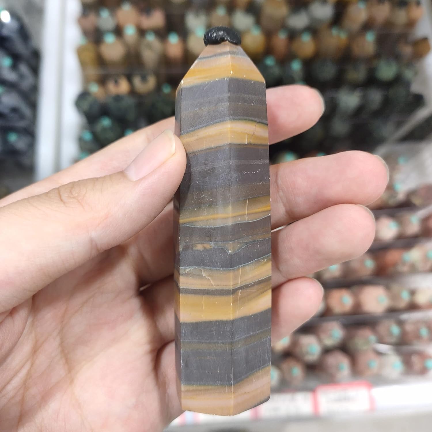 Meditation Home Natural Crystal Quartz Spirit Colorful Jade Pagoda Home Reiki Gift Decoration (Size : 6-7cm)