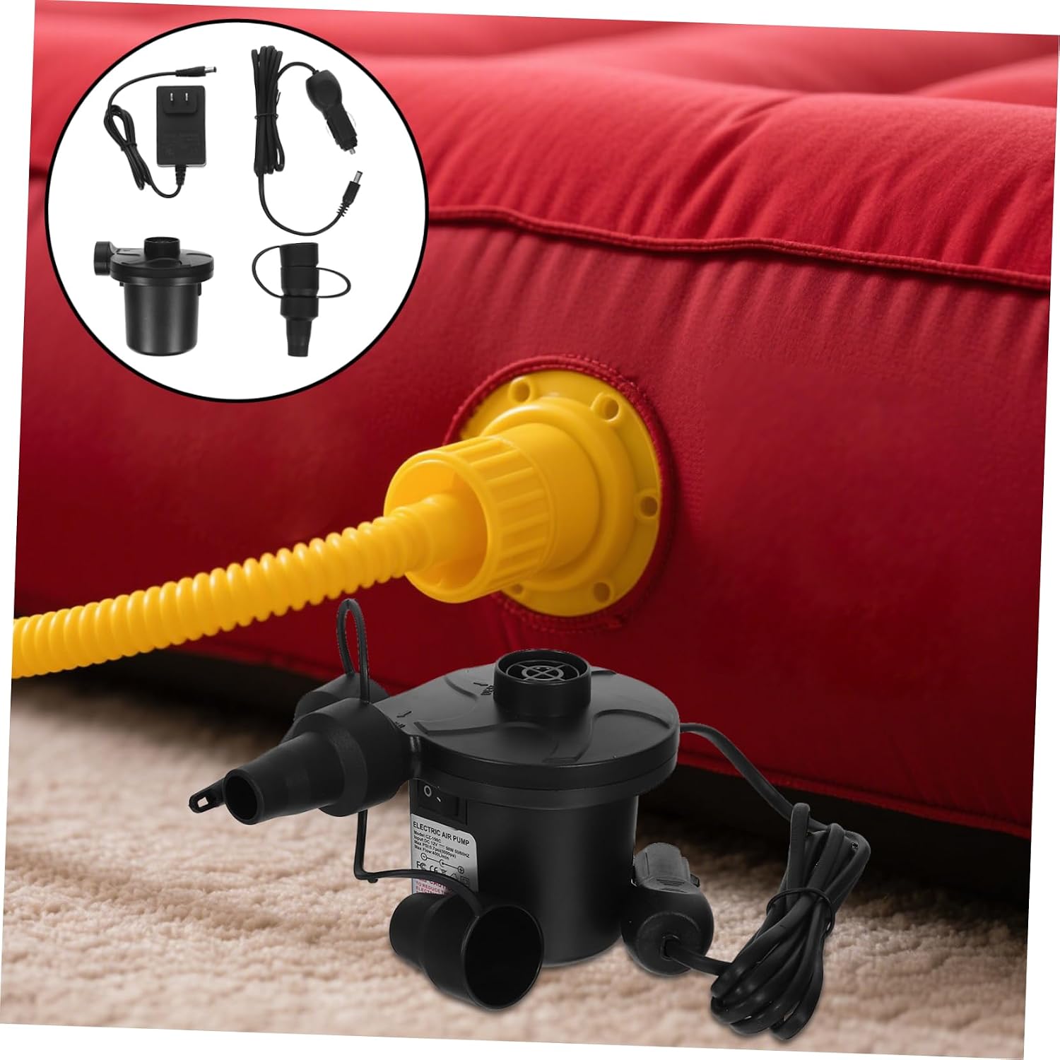 STOBAZA 1 Set Nozzle Quiet Operation Stable Power for Camping Pool and Inflatable Beds US Plug