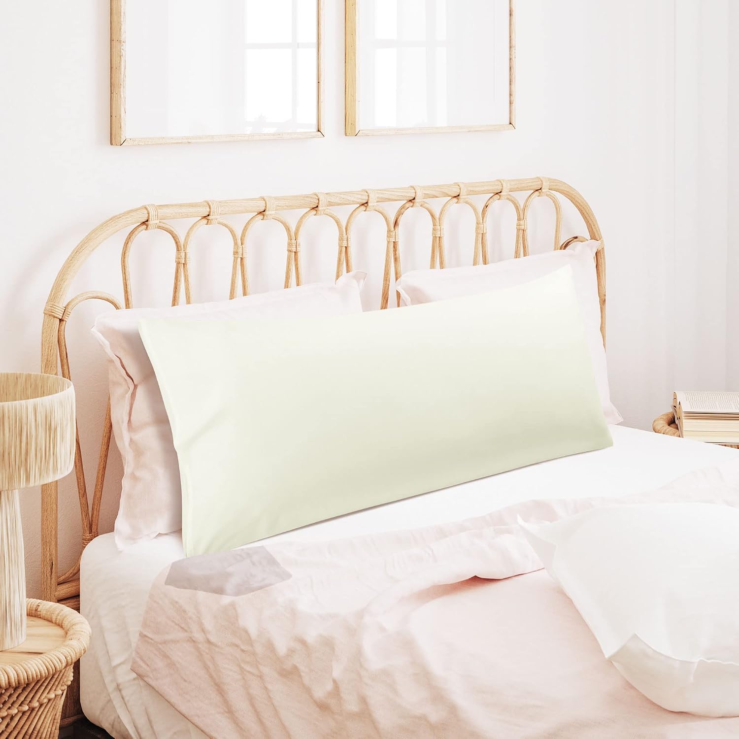 uxcell 100% Microfiber Body Pillow Cover | 1800 Thread Count Pillowcase | Soft Pillow Case with Envelope Closure | 90 GSM Ployester | No Wrinkle | No-Fade | Beige | 20"x48"