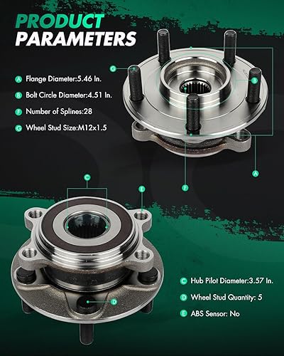 Miniatura 3 de SCITOO Cojinete de cubo de rueda para Mazda 3 2016-2017 2016-2017 para Mazda CX-3 compatible con OE 513354 delantero 5 pernos 1 almohadilla
