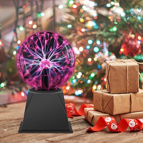 Miniatura 4 de DELIPOP Bola de plasma de 8 pulgadas, luz roja con cable enchufable, lámpara mágica de bola de plasma, luz de discoteca sensible al tacto y al