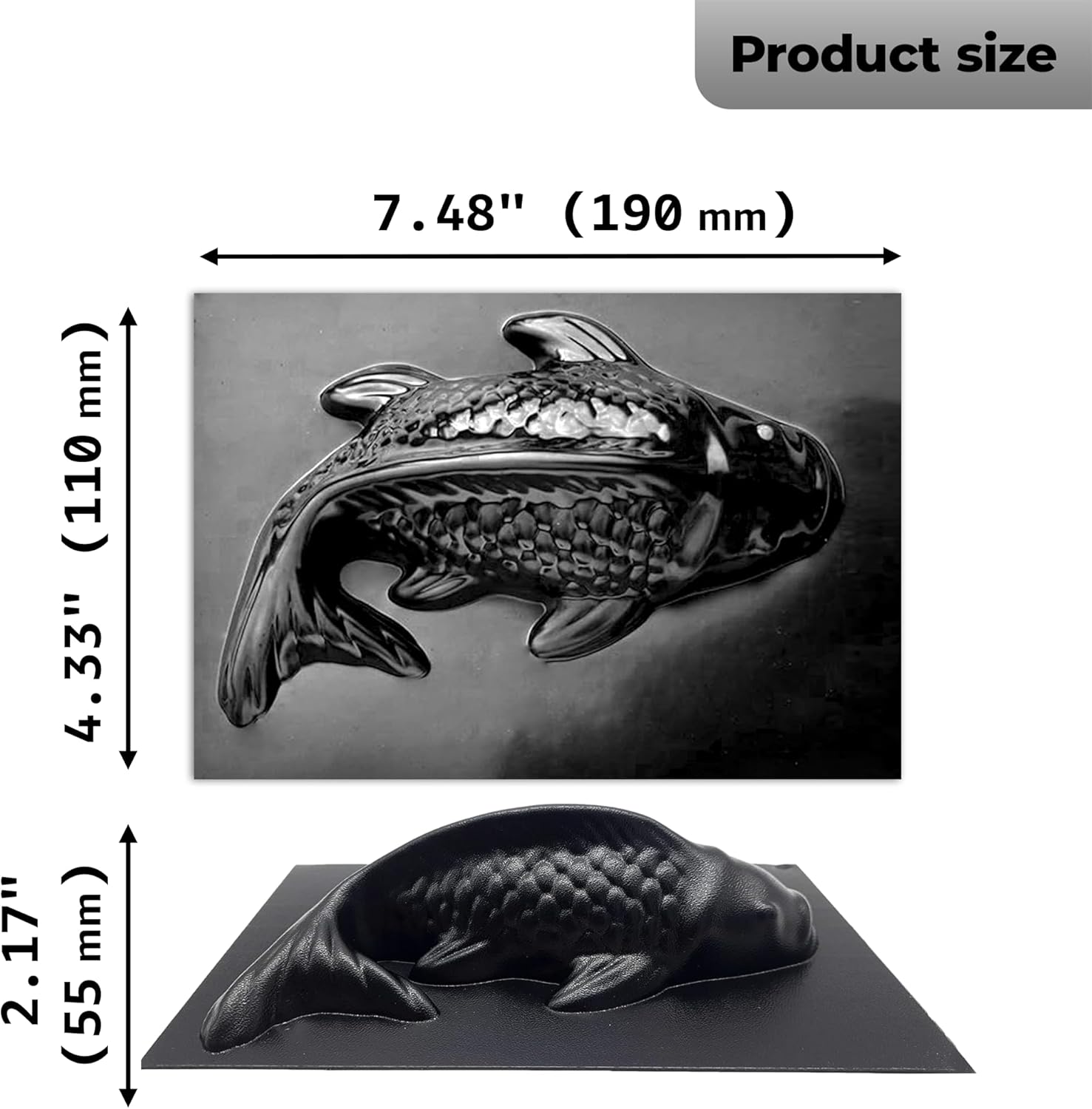 1 3D Fish Cement Molds Plastic ABS 2mm & 3 pcs Turtle Stepping Stone Mold Cement Molds for Garden Concrete Plastic ABS 2mm