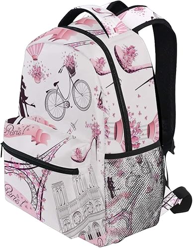 Miniatura 3 de Mochila de San Valentín, París, Torre Eiffel, para adultos, mochila escolar casual, bolsa universitaria de viaje, con cremallera, mochila de