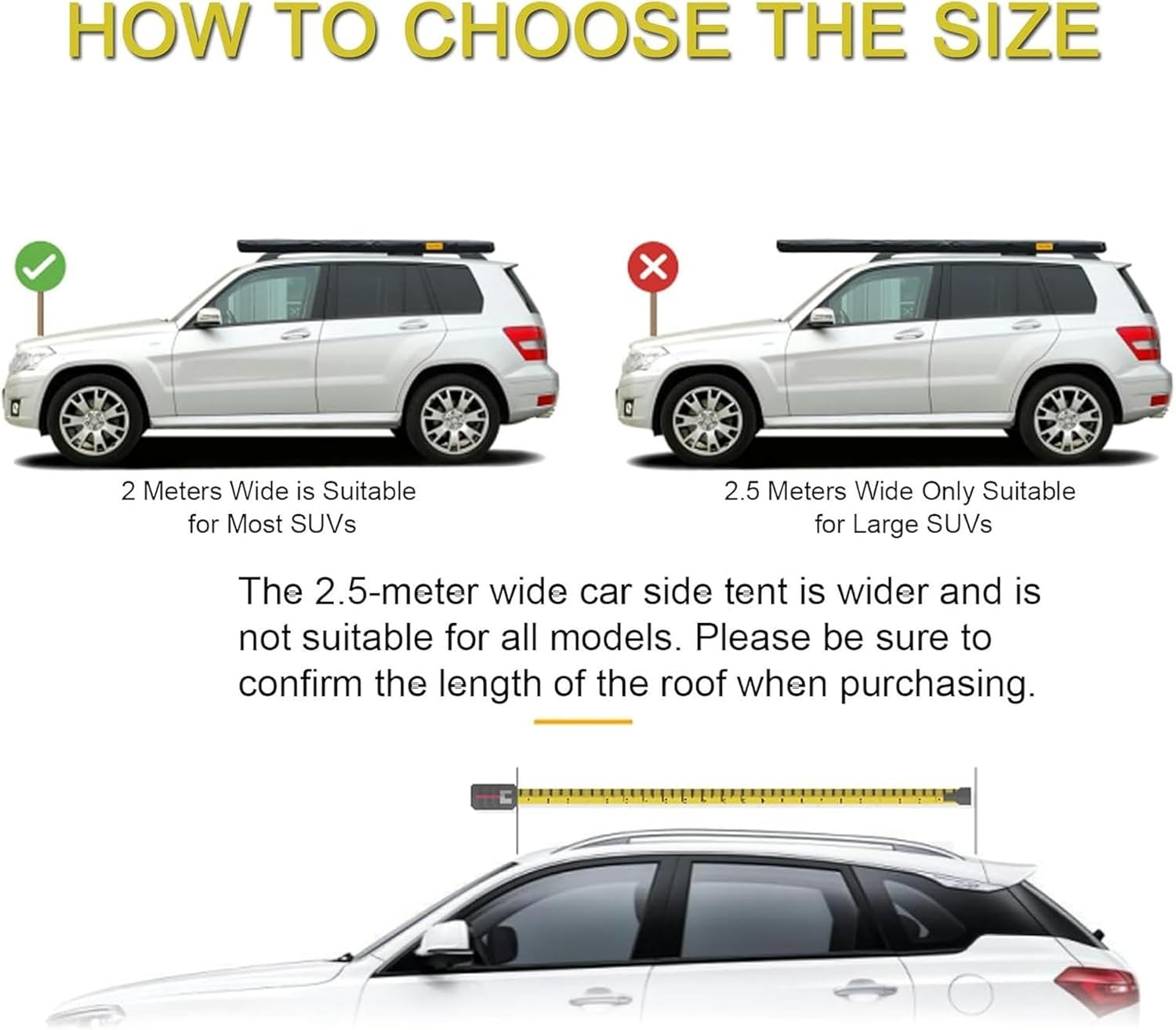 AMNOOL Car Tent with Metal Boards, Awning for Holder, Removable Parasols On The Roof, SUV/Van Accessories/Van