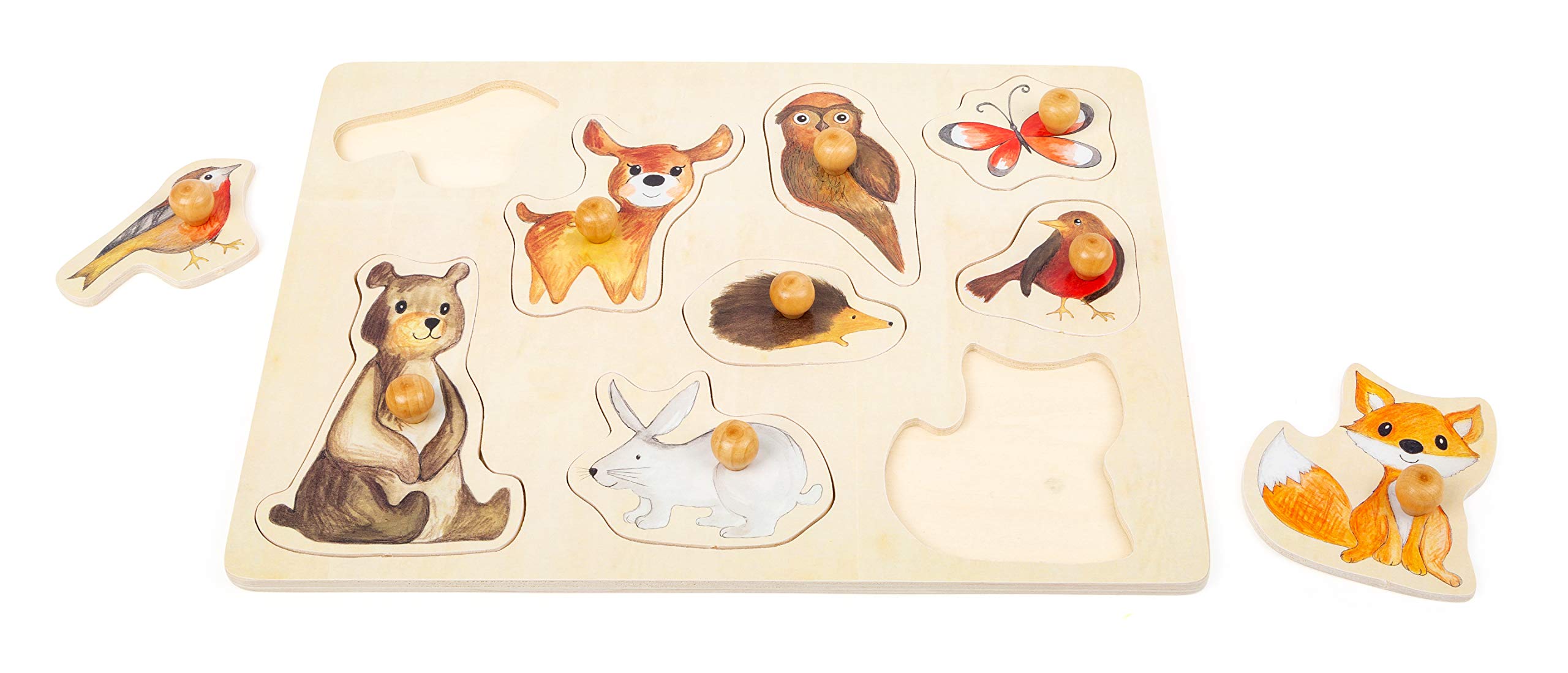 11499 Set Puzzle di Animali della Foresta Small Foot, in Legno con Motivi di Animali Carini, dai 12 Mesi