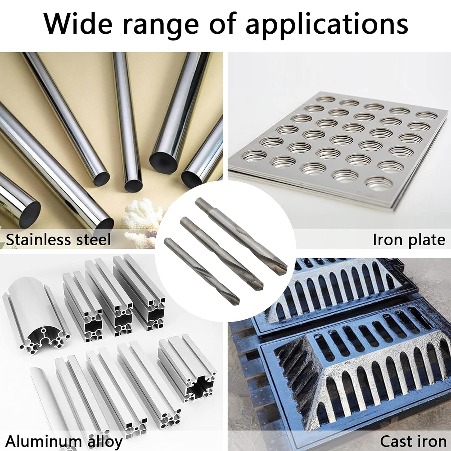 JIUWU 13 pcs Tungsten Steel Cemented Carbide Twist Drill Bits, Metal Drill YG Alloy Blade, for Stainless Steel Copper Aluminum Zinc Alloy, 3.5-15.5 mm