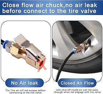 4 Way Tire Inflation System with Closed Flow Chuck for Car Trucks Off Road Vehicles-Compatible with HPA Tanks and Compressors