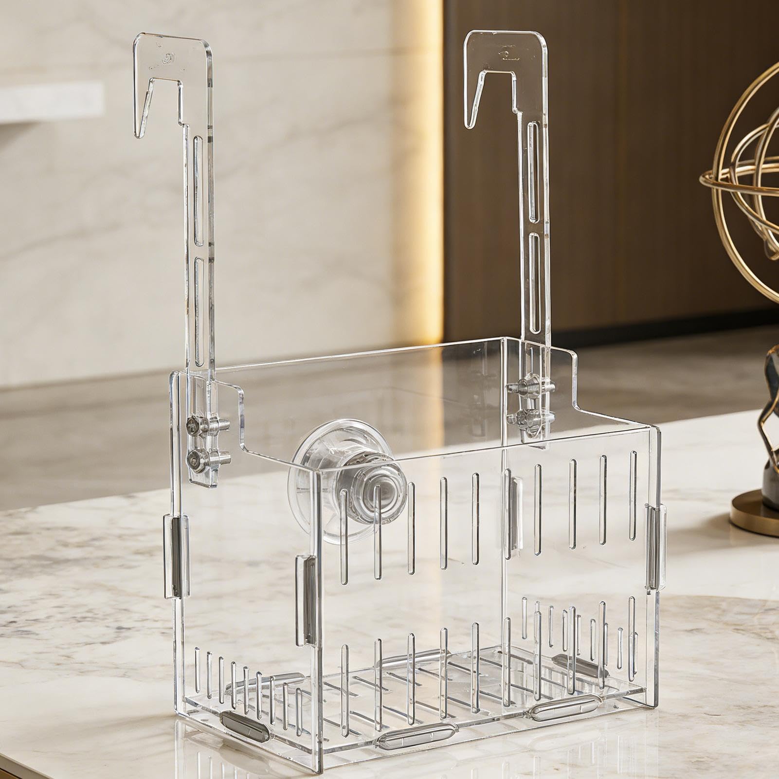 Soporte para plantas de acuario – colgante hidropónico acrílico, macetero de tanque con doble gancho ajustable | Exhibición de plantas flotantes transparentes para decoración de vid de musgo a