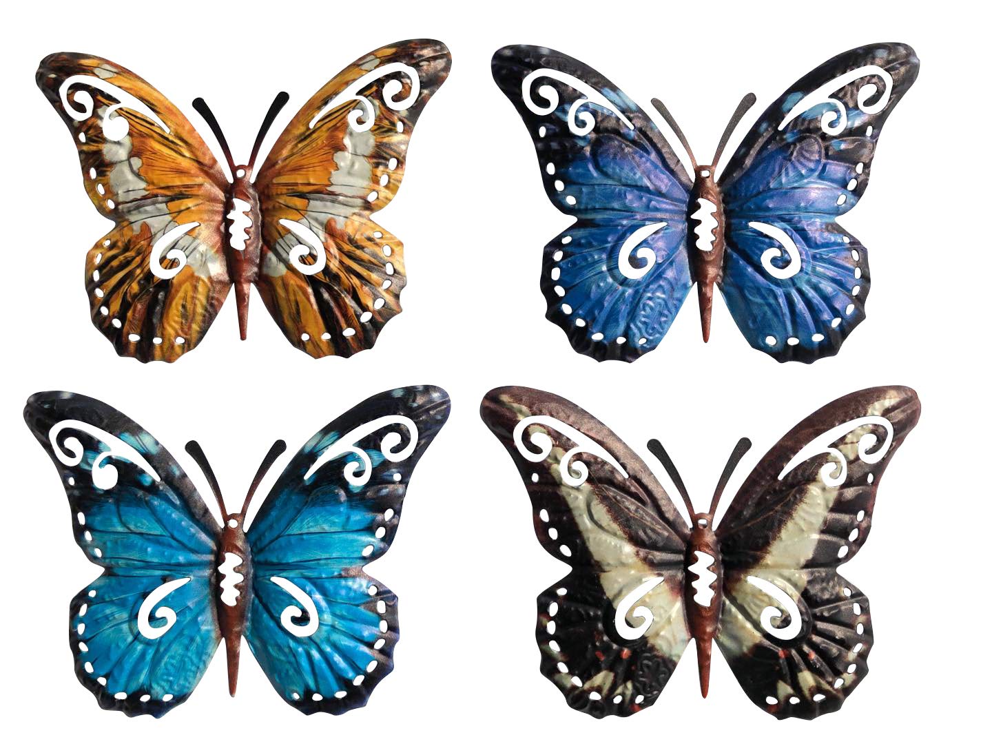 DERUIISSK 3D Metal Butterfly Wall Art, Inspirational Wall Decor Sculpture Hanging Indoor,Garden, Door Decoration. (9.4 x 7. 5 x 0.6 inches, 4-color butterfly)（4 packs