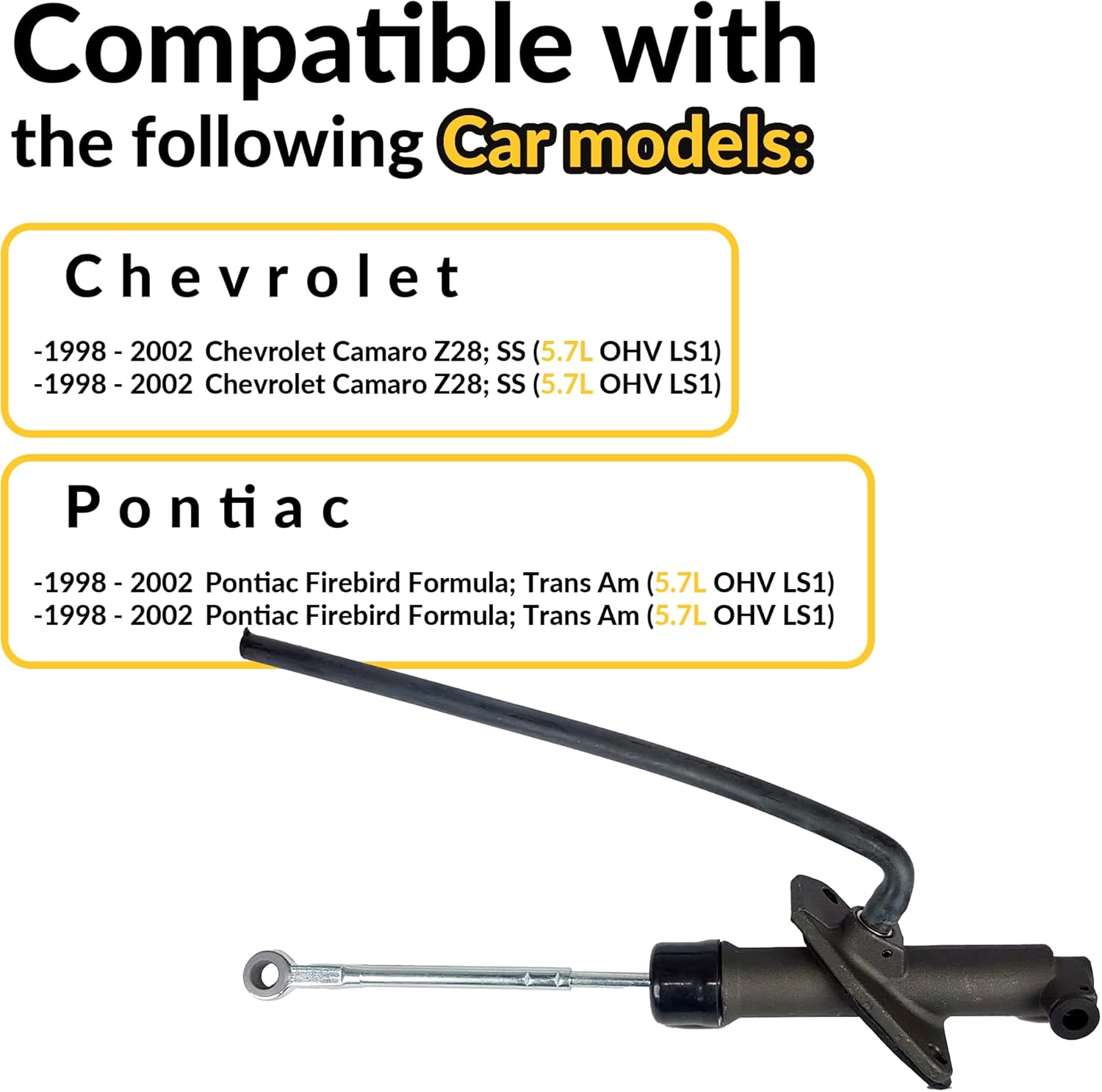 NAMCCO Clutch Master Cylinder compatible with 1998-2002 Chevy Camaro Pontiac Firebird Z28 Ss Trans Am Formula Coupe Convertible 2-Door 5.7L V8 Gas Ohv Naturally Aspirated (NACM0430-N)
