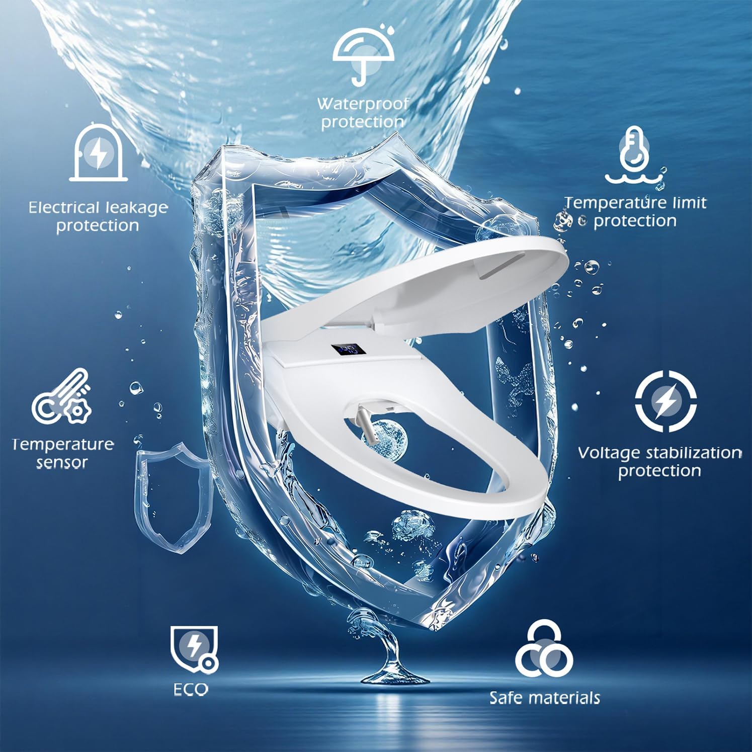 GAICOM Bidet Toilet Seat Elongated, Electric Smart Heated Toilet Seat with Instant Warm Water & Dryer, Multiple Cleaning Modes, Remote Control, Self-Clean Nozzle, Soft Closed Toilet Lid, Night Light
