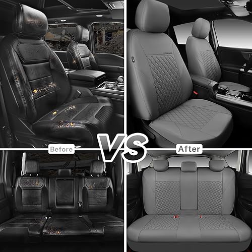 Miniatura 11 de CAR PASS Fundas de asiento de cuero morado, funda acolchada para asiento de automóvil con esponja compuesta de 0.197 in en el interior, compatible