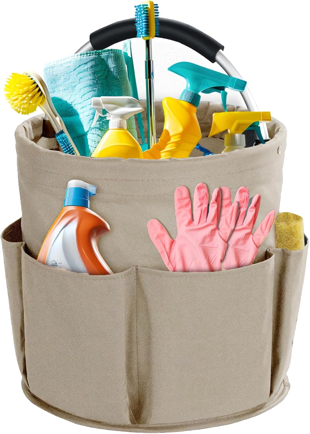 Cleaning Caddy with Handle, Cleaning Products Organiser, 17L Foldable Storage Basket, Cleaning Caddy Organiser, Portable Multi Cleaning Bucket Bag for Home, Garden (Dark Blue)