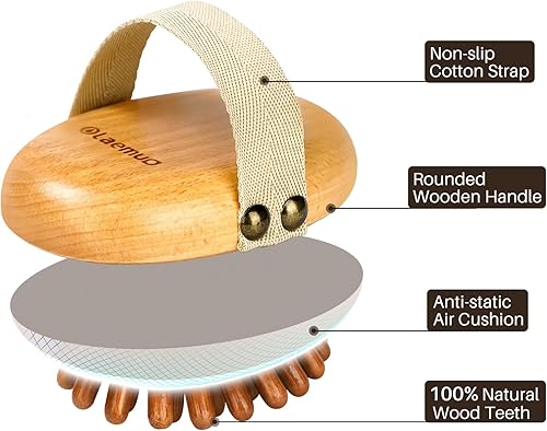 Miniatura 4 de Herramienta de masaje de terapia de madera para grasa del vientre, cepillo de masaje meridiano de madera para removedor de celulitis, masajeador de