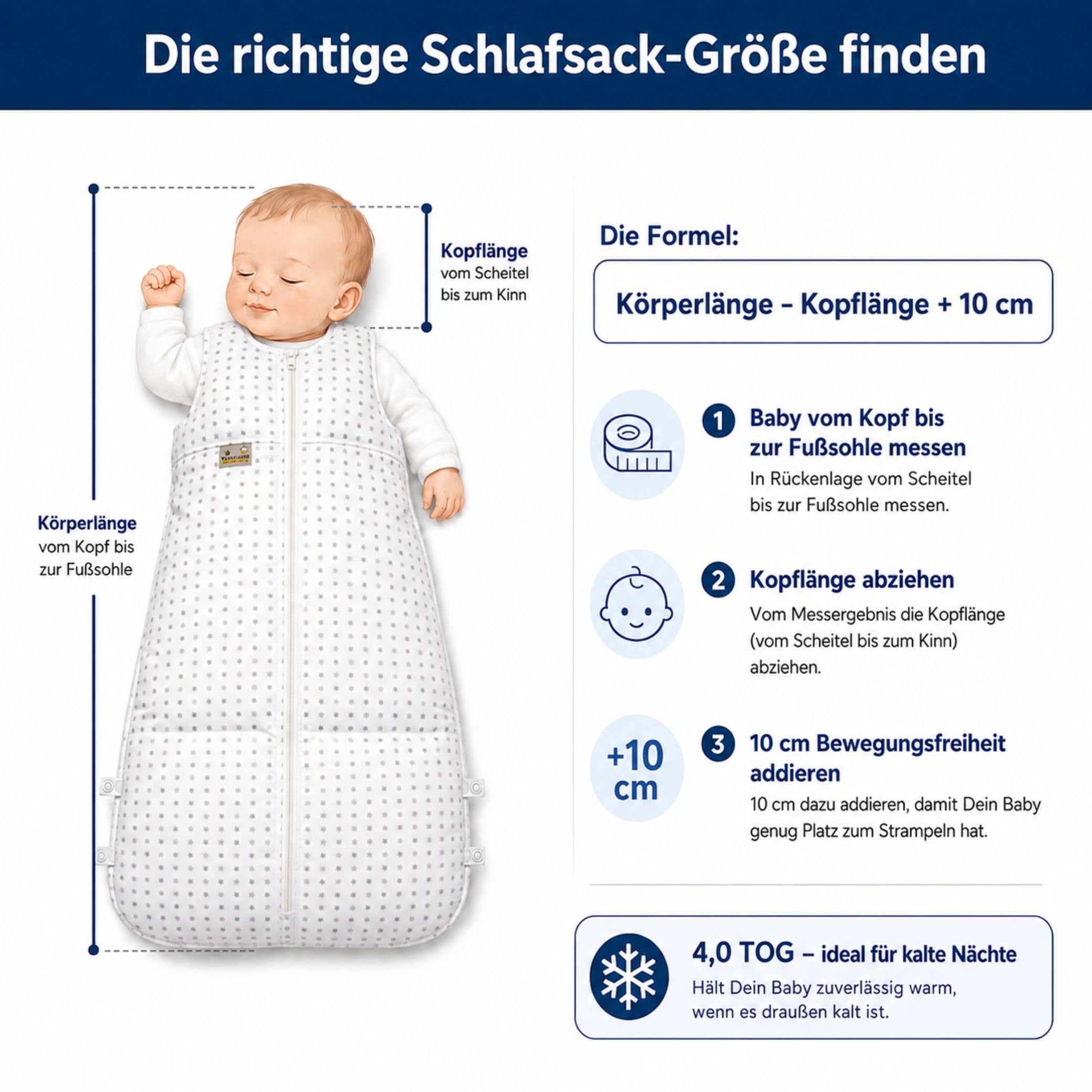 Set ARO Artländer Daunenschlafsack mit Stoffwindel Blaubär/Winterschlafsack längenverstellbar/Baby-Schlafsack mit Premiumdaunen