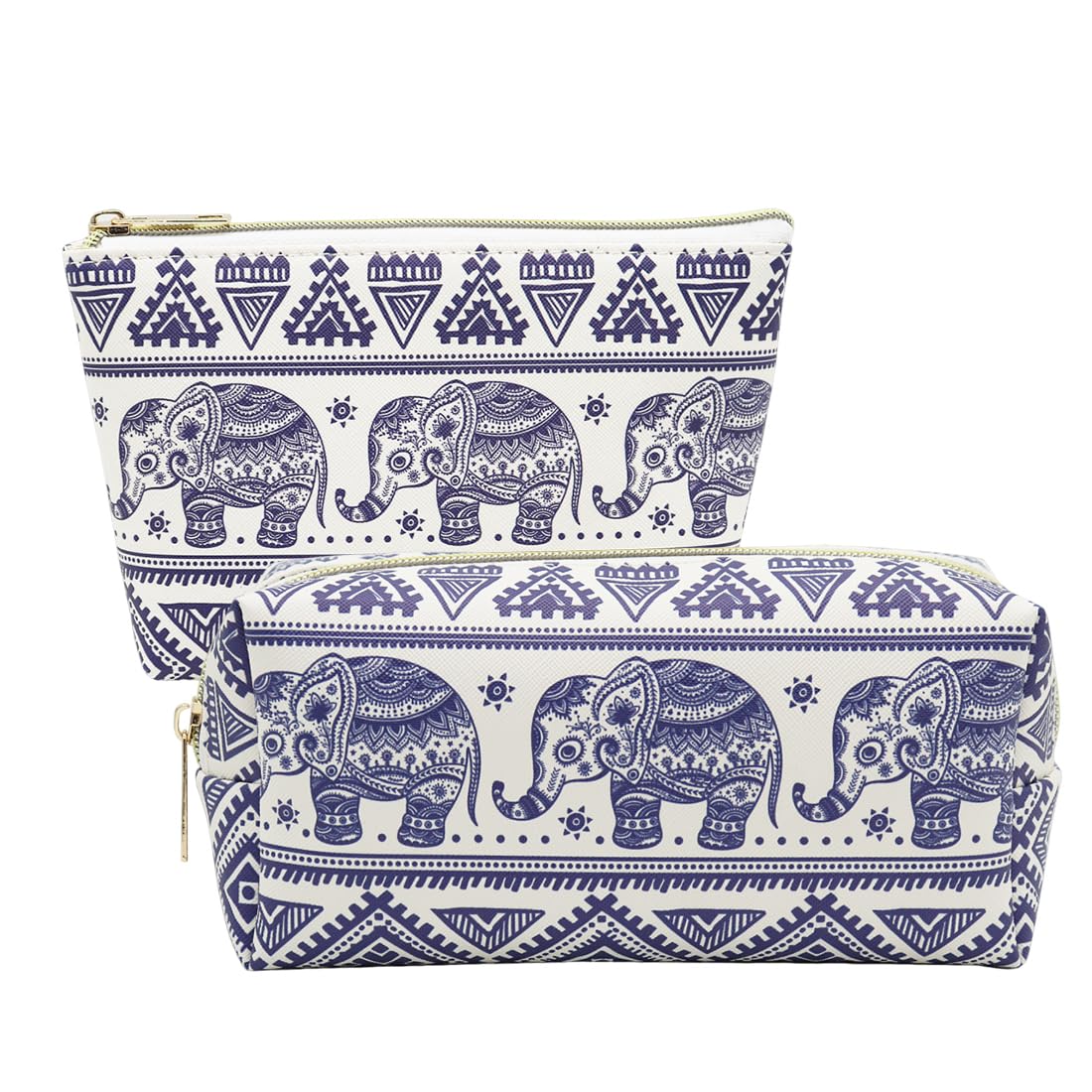 FITINI 2 Pack Portable Makeup Bag Elephant Travel Small Zipper Cosmetic Bags Organizer for Women Handbag Toiletry Storage Pouch Waterproof Purse