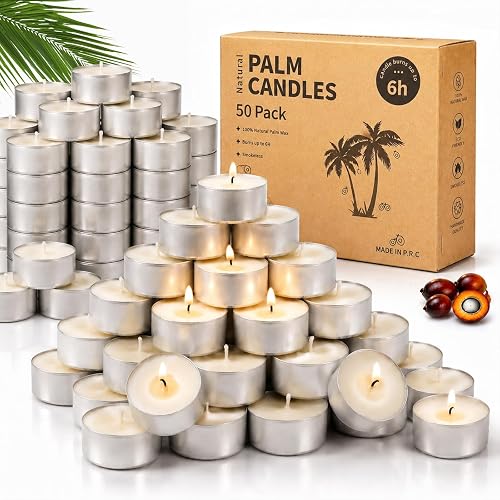 Tea Lights Candles 50 Pack, 6-7 Hour Long Burning Tealight Candles Bulk