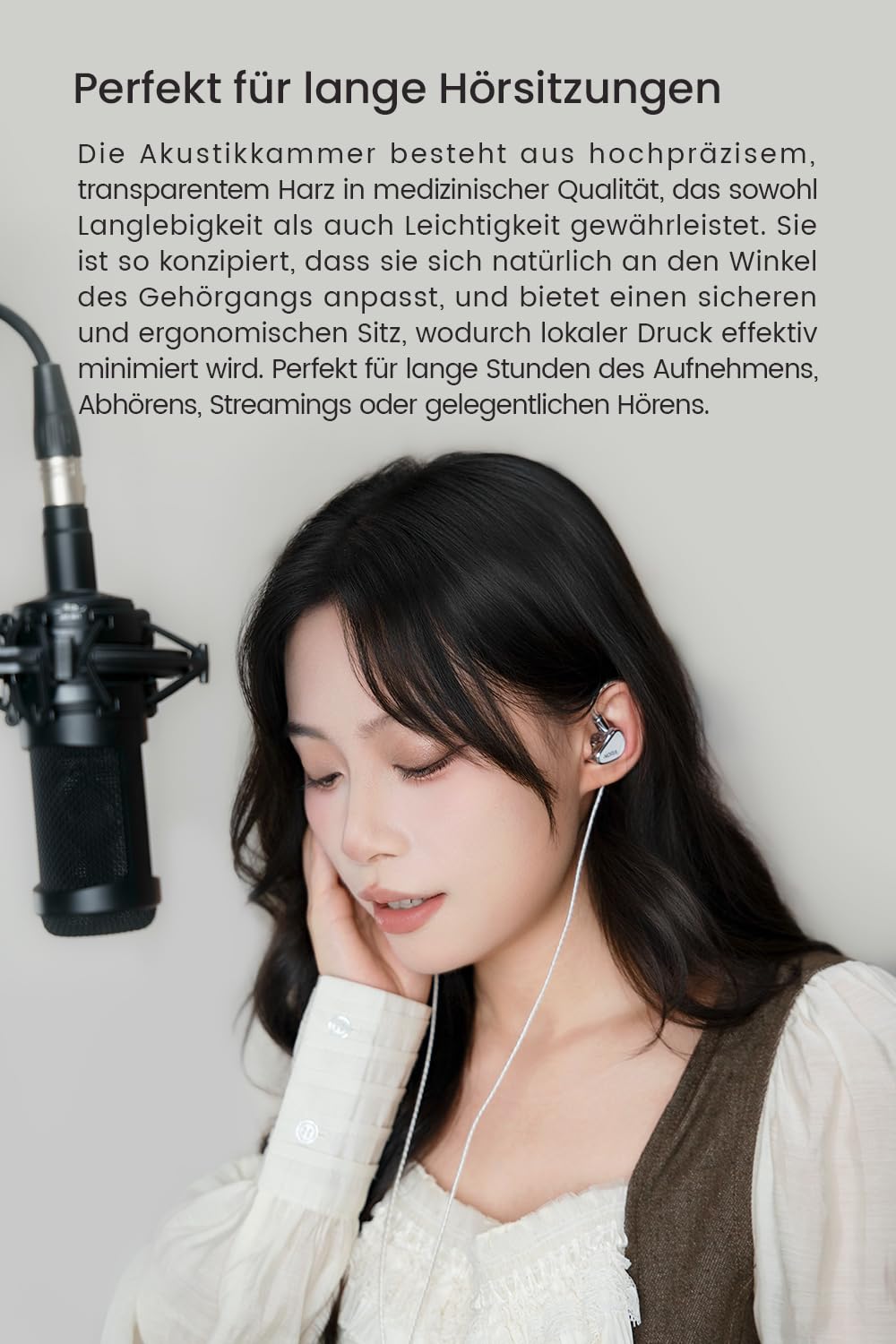 TANCHJIM Nora Professionelle In Ear Monitore für Live-Streams & Aufnahmen | Wired IEM Gesangs/Instrumentenverstärkung, DTM5 Dual-Cavity-Dual-Magnetic-Dynamic-Treiber, Leicht, 3,5/4,4 mm, ohne Mikrofon
