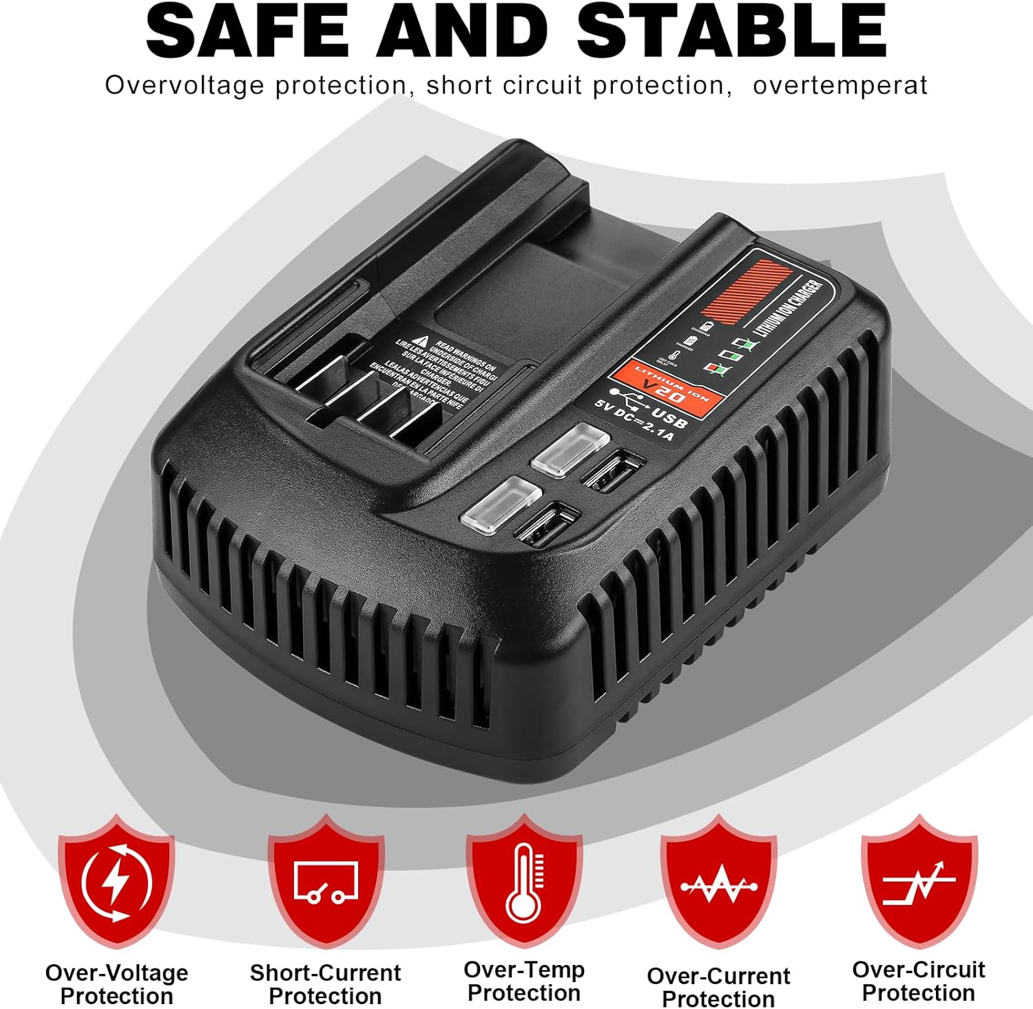 20V Fast Charger Replacement for Craftsman V20 Lithium Battery Charger Compatible with Craftsman 20V CMCB204 CMCB202 CMCB205 CMCB100 CMCB101 CMCB104 Battery - Image 6